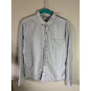 WRK The Reworked Shirt Mens Medium Grey White Micro Pattern Cotton Button Down